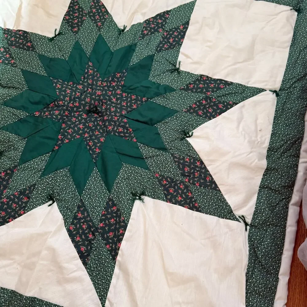 Vintage Lone Star Small Quilt Lap Throw Wall Hanging Hand Quilted